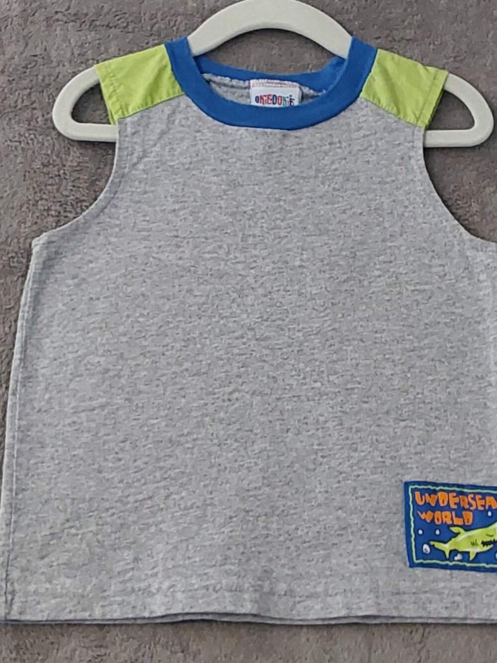 Okie Dokie Toddler Shark Tank Top Size 3T Gray Sleeveless Undersea World Shirt